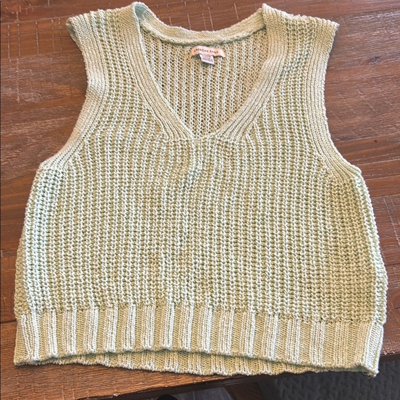 Mint Green Knit Sleeveless Sweater Vest - Picture 1 of 2